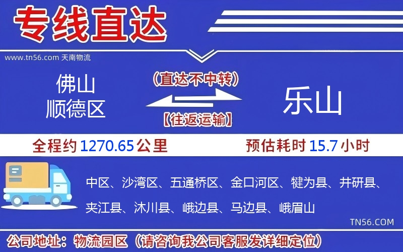 佛山順德區到樂山物流公司