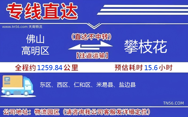 佛山高明區到攀枝花物流公司