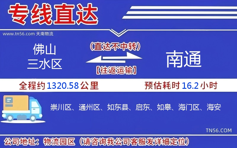 佛山三水區(qū)到南通物流公司