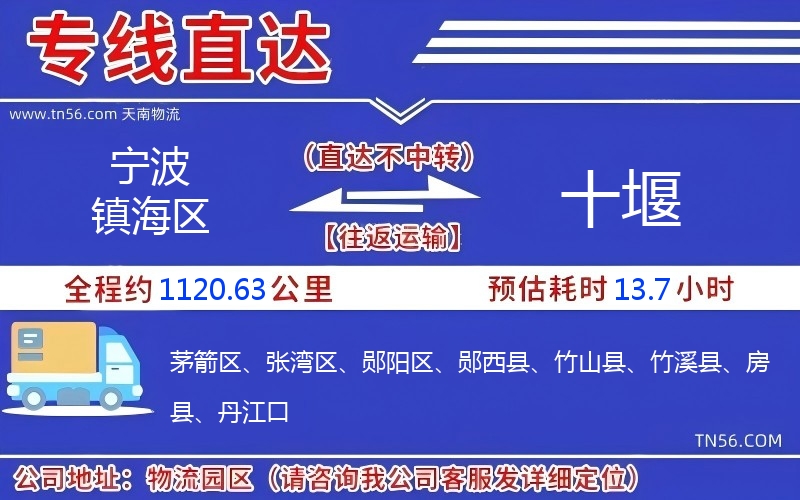 寧波鎮海區到十堰物流公司