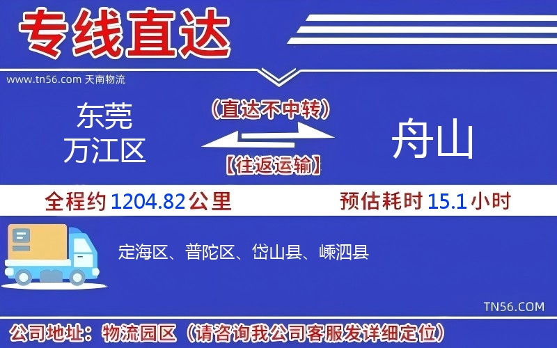 東莞萬江區到舟山物流公司