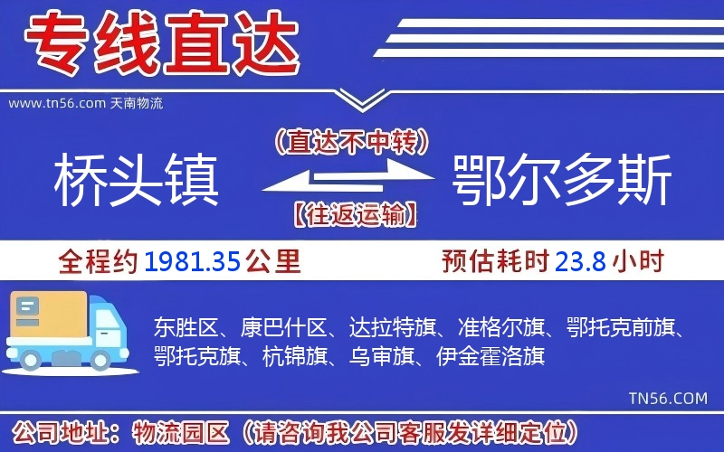 橋頭鎮到鄂爾多斯物流公司